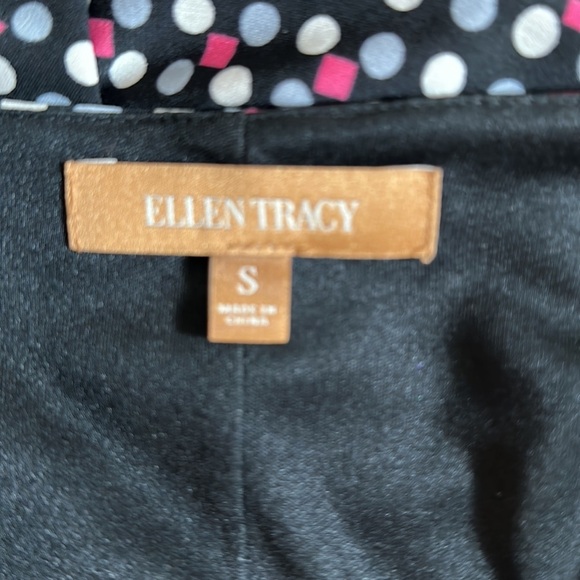 ELLEN TRACEY FAUX WRAPPED DRESS Stretchy Long Sleeve black pink white gray small - Picture 8 of 11